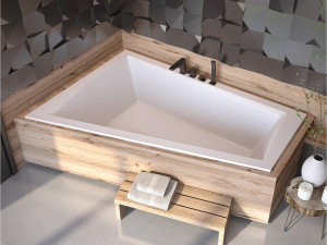 Hoekbad INTIMA SLIM 170x125 links met piepschuim bekleding, legplank 4 cm   Afvoer en voeten GRATIS!