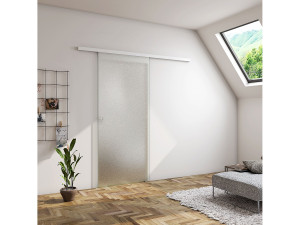 Aica Binnendeur 85x225cm,8mm gehard veiligheidsglas met explosie bestendige folie - shuifdeuren - Eenvoudig te monteren