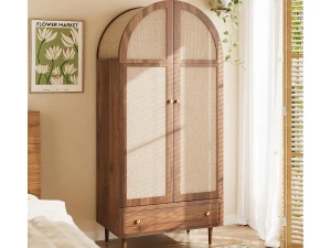 ModernLuxe Guarda-roupa 79×50×175 cm - com 2 portas e 1 gaveta - acabamento nogueira - MDF - marrom