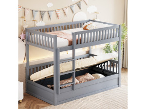 Hauss Spole Kinderstapelbed 90x200cm, grijs, met hydraulische opbergruimte, inclusief bedframe (zonder matras)