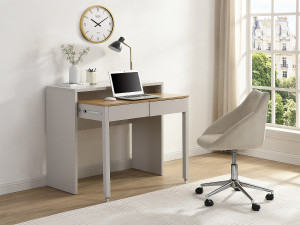 Vente-unique Uitbreidbaar consolebureai met 2 lades - Beige en naturel - LOAVIA