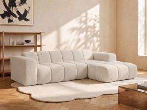 Vente-unique Rechterhoekbank in beige chenillestof - CALESO van Maison Céphy
