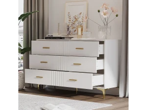 Hauss Spole Cómoda branca, 6 gavetas, 120 x 40 x 76 cm