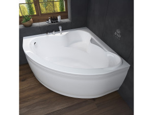 Hoekbad STANDARD 120x120 met acrylrand   Afvoer &amp; poten GRATIS!