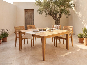 Vente-unique Vierkante tuineettafel van teakhout L144 cm - Licht naturel - ALLENDE