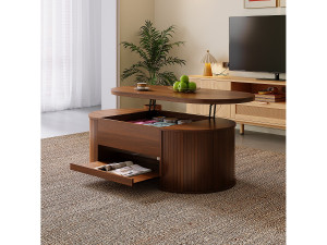 Opklapbare salontafel - Salontafel met uitschuifbare planken en opklapbaar blad - donker hout - voor de woonkamer