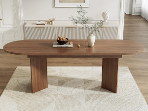 ModernLuxe Uitschuifbare eettafel 160-200×90×75 cm - voor 6-8 personen - afgeronde hoeken - dik blad - MDF - bruin