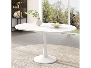 Ovale eettafel - Uitschuifbare witte ronde tafel - voor eetkamer en woonkamer