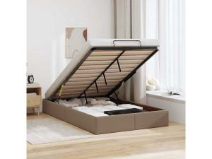 vidaxl Bedframe zonder matras 120x200 cm kunstleer cappuccinokleurig