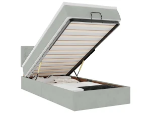 vidaxl Estructura cama otomana colchón terciopelo gris claro 90x190cm