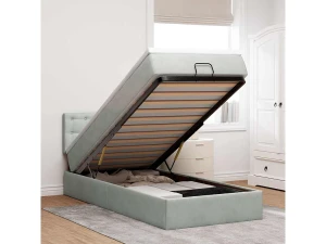 vidaxl Estructura cama otomana colchón terciopelo gris claro 90x190cm