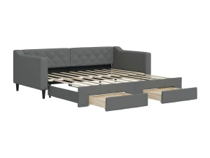 vidaxl Sofá cama nido con cajones tela gris oscuro 90x190 cm