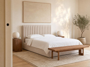 Unique Canapé abatible 140 x 190 cm - Tela - Beige - SARANELI