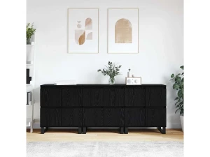 Clicnbuy Tableros Lateral 3 piezas Roble negro 180 x 35 x 70 cm