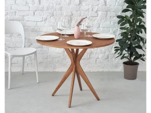 Mesa de jantar redonda 80 cm Jubi freixo tingido carvalho