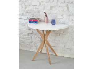 Halfronde uitschuifbare eettafel 90 cm Jubi Wit