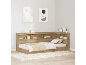 Clicnbuy Cabecera de almacenamiento con estante Roble artisan 90 cm