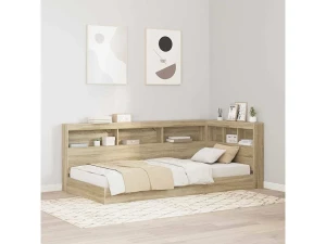 Clicnbuy Cabecera de almacenamiento con estante Roble Sonoma 90 cm