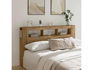 Clicnbuy Cabecero LED madera ingeniería roble artisan 180x18,5x103,5 cm