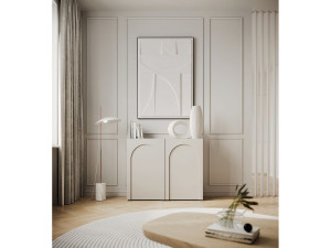 SELSEY Dressoir met 2 deuren – booguitsparing – cachemgrijs – 100 cm – ARKADIA