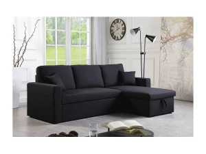 Habitat et jardin Sofá de canto conversível/reversível "Alain" - 221 x 145 x 85 cm - 3 lugares - Preto