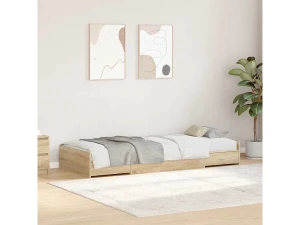 Clicnbuy Cama con almacenamiento con cabecera Roble Sonoma 100 x 200 cm