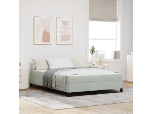 Clicnbuy Cama box spring con colchón Gris Claro 140 x 190 cm Terciopelo
