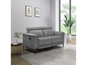 Loft24 Lund   Sofá 2 plazas con 1 sillón reclinable manual en color gris