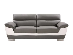 Habitat et jardin Sofá de piel reconstituido / PVC Dallas - 3 plazas Gris/Blanco