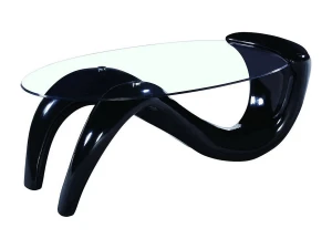 Habitat et jardin Mesa de centro oval "Maya" en fibra de vidrio - Negro