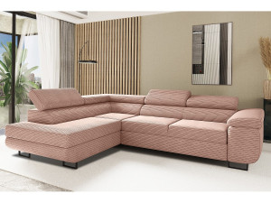 ATOMIC hoekbank met slaapfunctie, Poso stof, roze, links