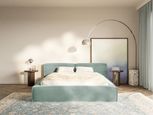 SELSEY Opbergbed 180x200 cm – met lattenbodem – velours – saliegroen – TILVES LOW