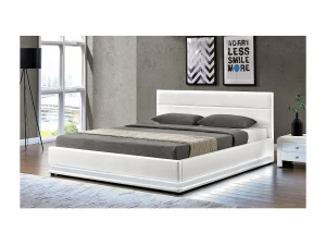 Habitat et jardin Moderna Cama "Anastasia" com LED e Armazenamento - Branco - 160 x 200 cm - Design Elegante e Iluminação LED