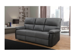 Habitat et jardin Relaxfauteuil relaxstoel verstelbaar bank "Lincoln" - 3 zits - Zwart / Donkergrijs