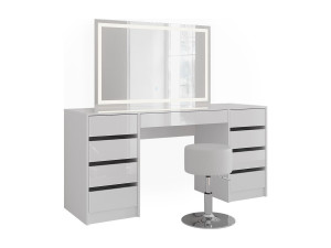 Vicco Kaptafel set met kruk wit/wit hoogglans 158.2x50.1x76 sherry