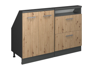 Vicco Kastenset voor schuine wand artisanaal eiken/antraciet 120x46x81.6 rion