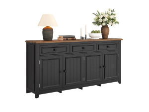 Merax Modern en eenvoudig dressoir - 160 x 35 x 76 cm - woonkamer opbergmeubel - MDF - zwart