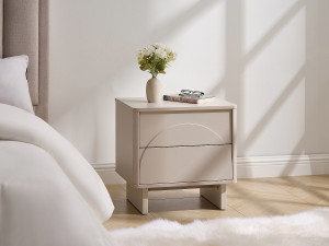 Unique Mesita de noche con 2 cajones - Beige - DELORINA