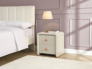 Unique Mesilla de noche con 2 cajones - Beige SELORINA