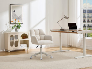 Unique Silla de escritorio en tela - Crema y blanco - Altura ajustable PEGA