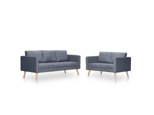 vidaxl Set de sofás de 2 y 3 plazas de tela gris oscuro