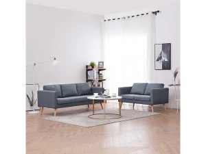 vidaxl Set de sofás de 2 y 3 plazas de tela gris oscuro