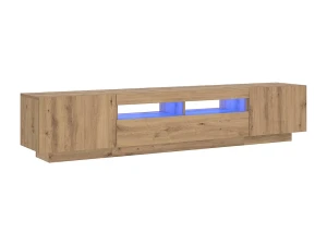 vidaxl Mueble de TV luces LED madera roble artisan 200x35x40 cm
