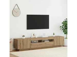 vidaxl Mueble de TV luces LED madera roble artisan 200x35x40 cm