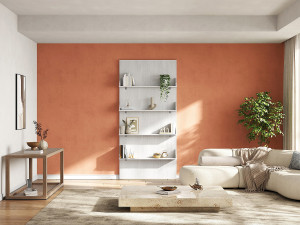 Unique Puerta corredera de madera y Mdf con estantes y raíl invisible - Blanco - 93 x 210 cm KAZORI
