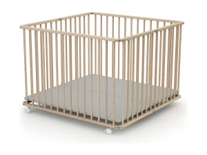 Webaby Parque infantil plegable madera CALI - Haya Cruda - 100 x 100 cm