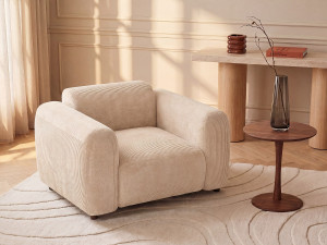 Unique Sillón de pana fina beige de Maison Céphy POGNI