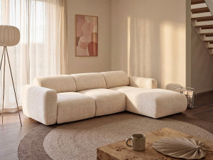 Unique Gran sofá modular rinconera derecha en tela beige de Maison Céphy - POGNI