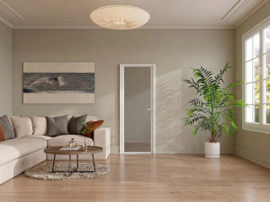 Unique Drzwi z ościeżnicą odwracalne z Aluminium i Szkła hartowanego Przydymionego - wys. 204 x szer. 73 cm - Biały LOXTON