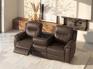 Vente-unique Driezits relaxbank EVASION van leer - bruin